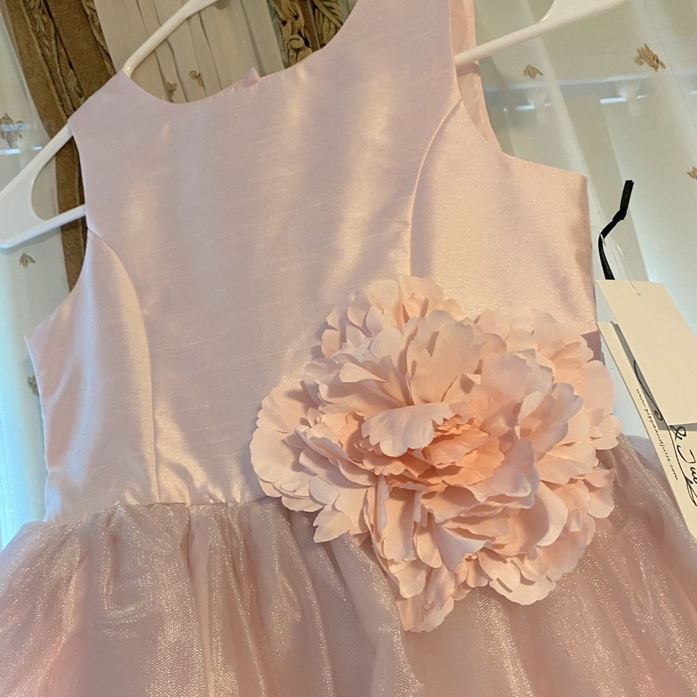 New Size 7 - Blush Pink Girls Dress Tulle Material - Picture 2 of 3